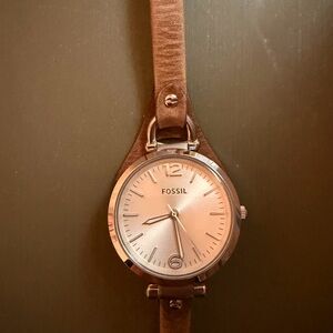 Never worn Fossil Tan Leather Watch with Silver Dial